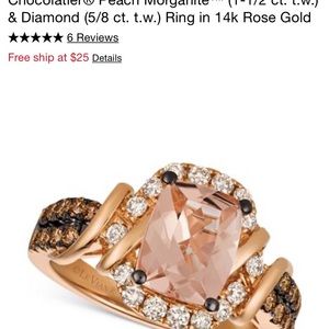 Morganite and chocolate diamonds ring. Size 7.